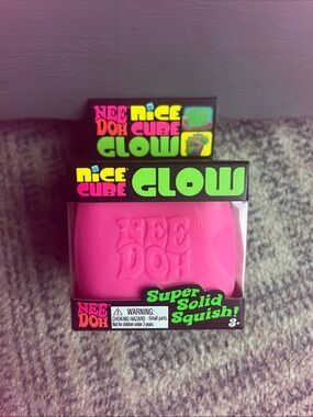 Needoh Nice Cube Glow - Pink Super Solid Squish NEW
